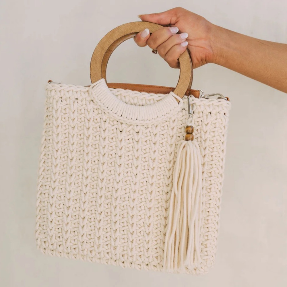 NWT Crochet Knit Tote Bag